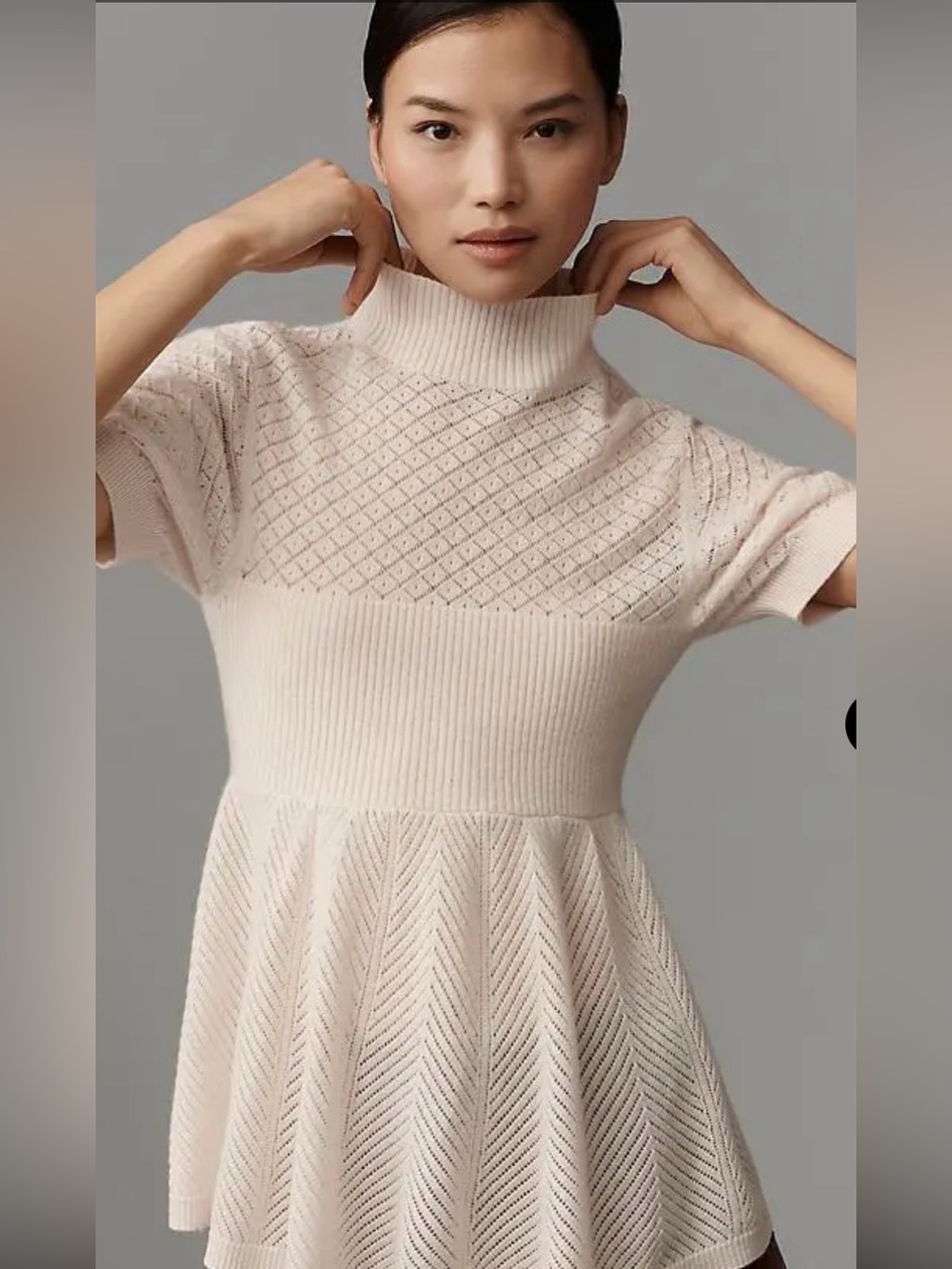 NWT. Anthropologie Mock-Neck Cashmere Blend Sweater Tee - Picture 2 of 9